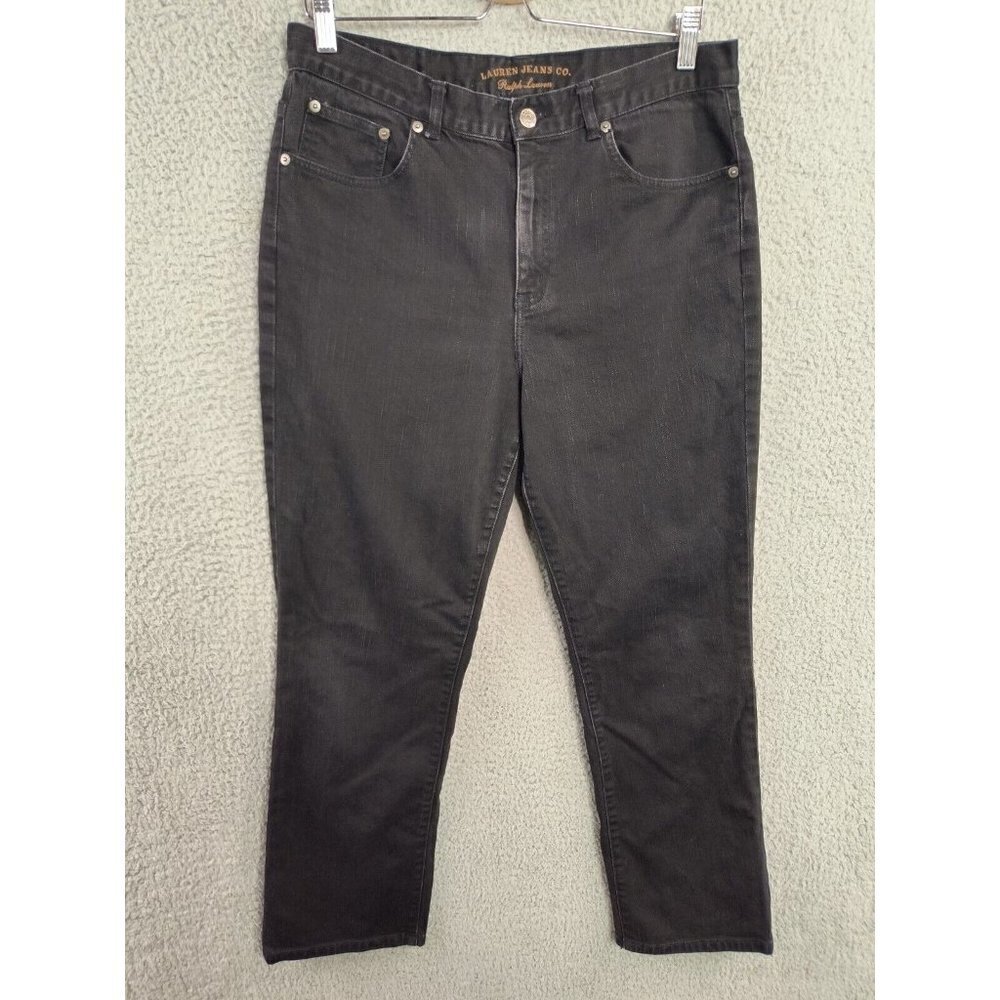 Lauren Jeans Co Ralph Lauren Womens Size 12 Black Classic Straight Stretch Denim